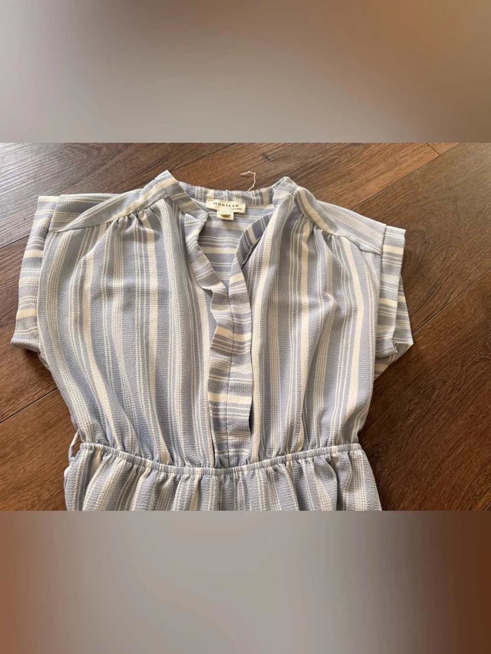 Girls' Striped Blue and White Casual Dress